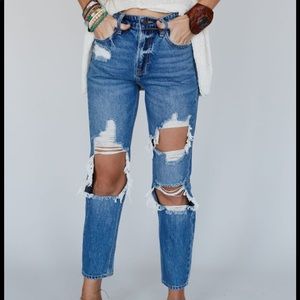 All Tattered Up Boyfriend Jeans - Dark Wash - Size 26